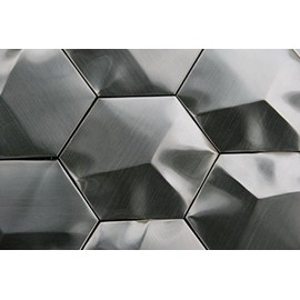 Nanjing In-Art Co. Interlocking Pebble Floor Tiles (5-Pack) Kitchen, Bathroom, and Patio Flooring | Indoor and Outdoor Use | Stainless Steel 3D Black Hex Brushed | Quick and Easy Grout Installation