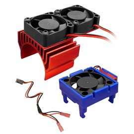 VXL-3s ESC Cooling Fan and Motor Cooling Fan Dual Fan Set Compatible with Traxxas Slash 4x4 Stampede 4x4 Rustler 4x4 Hoss 4×4 Velineon VXL 3s Heat Sink, Red