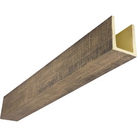 Heritage Timber Resawn Rip Faux Wood Beam, 3-Sided (U-Beam), 3 1/2"W x 3 1/2"H x 96"L, Smokey Brown Finish
