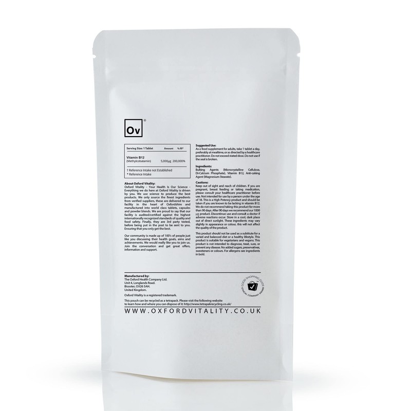 Vitamin B12 Tablet | 5000mcg High Strength Methylcobalamin Supplement for