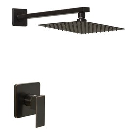 Heable Oil Rubbed Bronze Shower Faucet Set, Single Function Shower Trim Kit with Rough-in Valve, Square Rain Shower Head System Included Extra Long Shower Arm for Bathroom