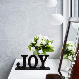 Wood Joy Sign for Home Decor, Wooden Joy Block Letters Rustic Tabletop Words Decor (Black Joy Sign)