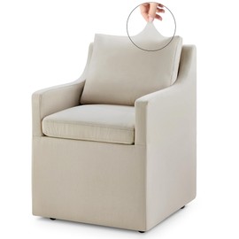 KISLOT Upholstered Dining Chair Cover Replacement Machine Washable Flax Beige,Only Cover