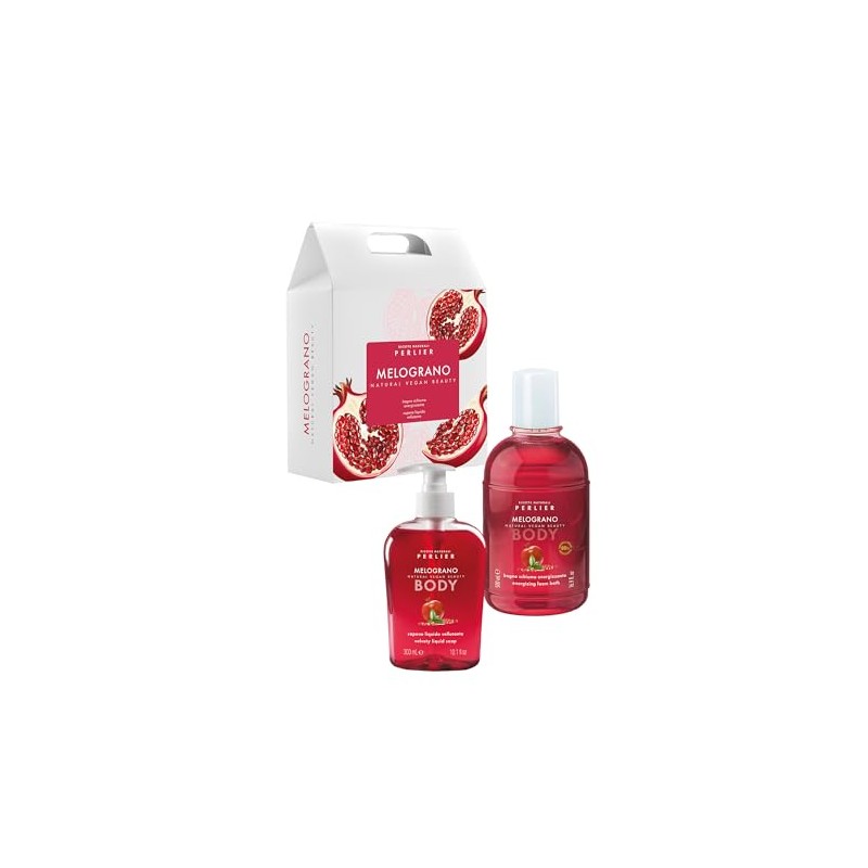 Perlier, Pomegranate Box with Vegan Bubble Bath and Nourishing Liquid