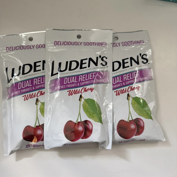 Ludens Lot Of 3 Luden’s Soothing Dual Relief, Wild Cherry