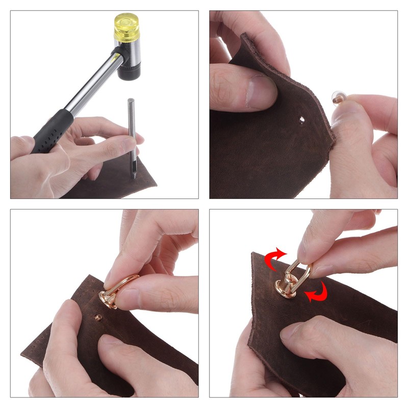 QUARKZMAN Pack of 6 Metal Rivets 8 mm D-Ring Button