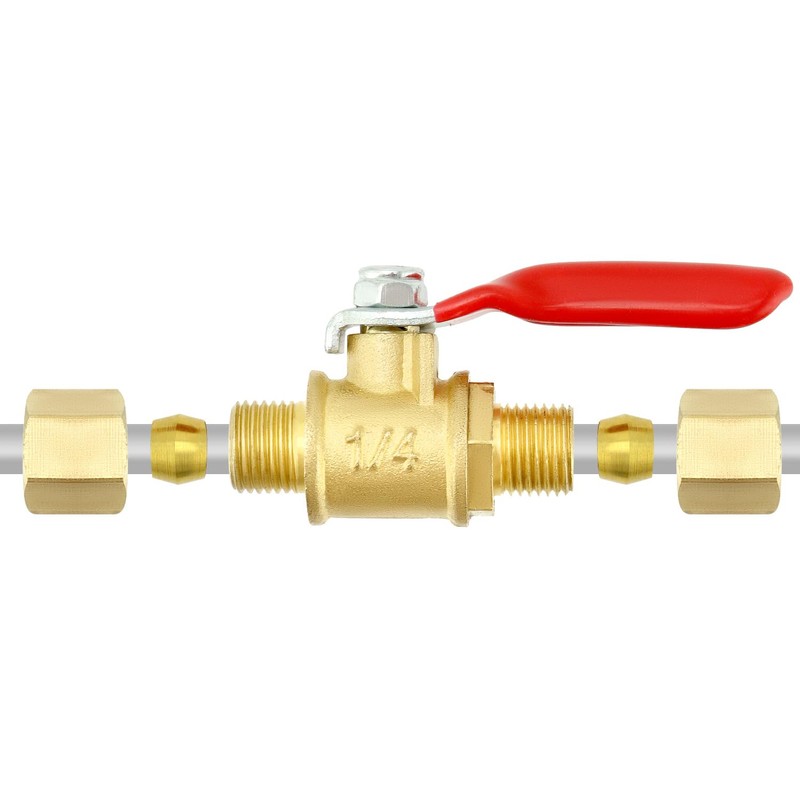QWORK Lead-Free Brass Compression Valve - 1/4 Inch, 4 Pack