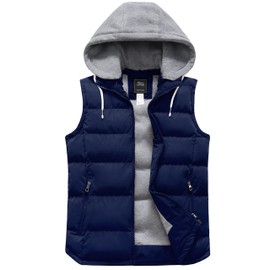 ZSHOW Women's Winter Padded Vest Removable Hooded Outwear Jacket (Navy, Large)