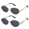 SOJOS 2 Packs Retro Oval Sunglasses for Women Men Trendy