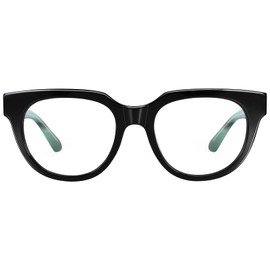 Dollger Blue Light Blocking Glasses For Woman Men Thick Acetate Frame Round CatEye Computer BlueLight Glasses Non-Prescription Black