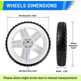 UPOW 11-Inch Rear Wheel for To ro Lawn Mowers - Compatible with Models 20339, 20378, 20959, 21329 - Replaces Part Numbers 137-4837, 115-2885, 119-0313, 2 Pack