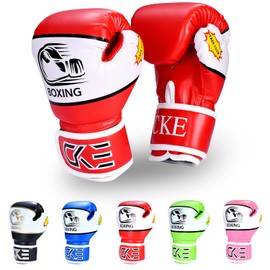 CKE Kids Boxing Gloves for Kids Boys Girls Junior Youth Toddlers Age 5-12 Years Training Boxing Gloves for Punching Bag Kickboxing Muay Thai (Red)