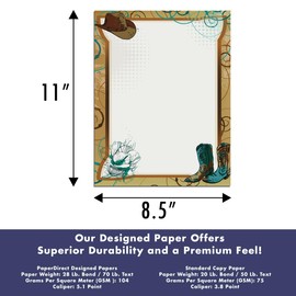 PaperDirect Western Dusty Boots Stationery, Letters, Cards, Invites, Border Papers, Letterhead 8.5 x 11, 25 sheets, Elegant Premium Writing Paper, Decorative Printer Paper