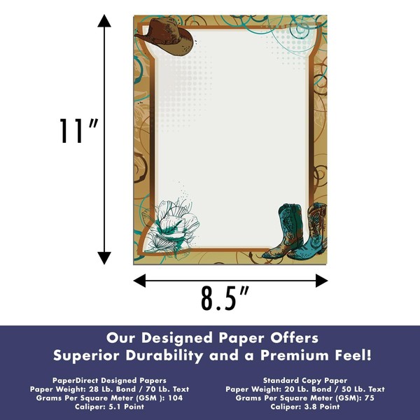 PaperDirect Western Dusty Boots Stationery, Letters, Cards, Invites, Border Papers,