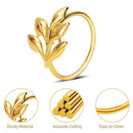 KPOSIYA Set of 20 Leaf Napkin Rings Metal Gold Napkin Holder Table Napkin Rings for Dinning Table Parties Everyday (Ye Zi-Gold 20)