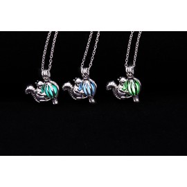 AlterImage Enchanting Squirrel Glow in The Dark Necklaces Set of 3 Luminous Jewelry Green Blue & Sky Blue Includes UV Light