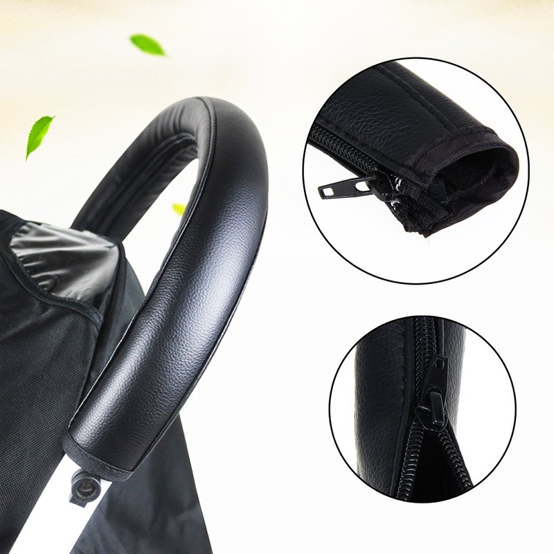 Demiawaking PU Leather Baby Stroller Steering Wheel Cover Arm Handle