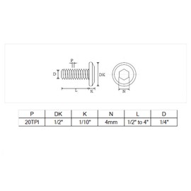 cSeao 10pcs 1/4"-20 x 3-1/2" Flat Head Allen Head Joint Conecting Bolts Socket Cap Screws for Furniture Table 304 Stainless Steel