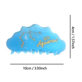 Fantasy Aquarius Sign Hair Clips,Novelty Acetate Claw Clip,Zodiac Hair Clips for Women,Blue