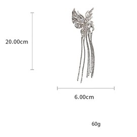 Danshinbow Metal Hair Clip Butterfly Tassel Gemstone High Ponytail Clip Double Row Teeth Hair Clips Retro Style Accessories for Women Girls