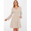 ANRABESS Women's Long Lantern Sleeve Ribbed Knit Dresses V Neck
