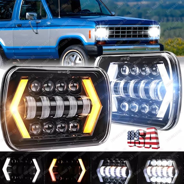 Unbranded For Ford Ranger 1983-1988 Pair DOT 7x6" LED Headlights