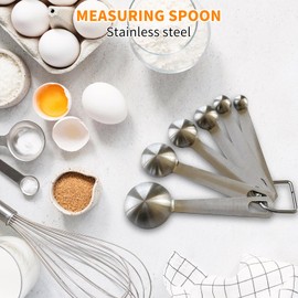 Metal Measuring Spoons Set - Baking Essentials,Premium Stainless Steel Kitchen Gadgets with Precise Measurements for Home and Professional Use,Nesting Teaspoons for Easy Storage - 6 Piece