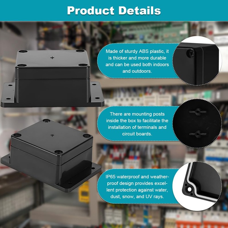 4PCS Project Box with Fixed Ear, Junction Boxes IP65 Waterproof,