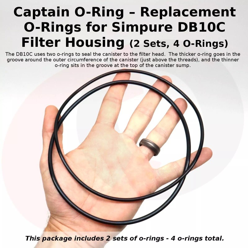 Captain O-Ring O-Rings for Simpure DB10C Filter Housing (2 Sets,