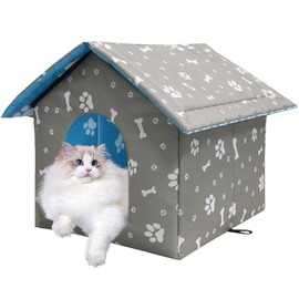 KBIBCK Outdoor Cat House, Winterproof, Winterproof, Waterproof Cat Cave, Cat House, Foldable Cat House, Outdoor, Pet Shelter for Cats, Dog House, Animal Home for Stray Pets, 45 x 43 x 40 cm, L