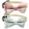 Plaid Cat Collar with Bow Tie Bell Breakaway Daisy Kitten
