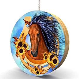 Gotham Decor Horse in Horseshoe Hardwood Fan/Light Pull