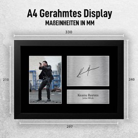 HWC Trading FR A4 Keanu Reeves John Wick - A4 Framed Gifts Printed, Signed Autograph Picture for Film Memorabilia Fans - A4 Framed