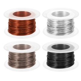 PATIKIL 20 Gauge 0.8mm Aluminum Craft Wire, 98.4Ft 4 Roll Metal Wire Armature Bendable Wire for Jewelry Making Metal Wrap DIY, Black/Silver/Bronze/Brown