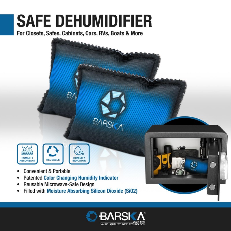 BARSKA Rechargeable Desiccant Dehumidifier - Safe Moisture Absorber for Home