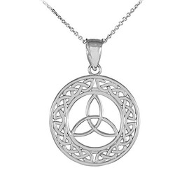 Sideways Crosses 925 Sterling Silver Round Trinity Pendant Necklace, 22"