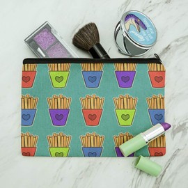 Colorful French Fries Pattern Makeup Cosmetic Bag Organizer Pouch