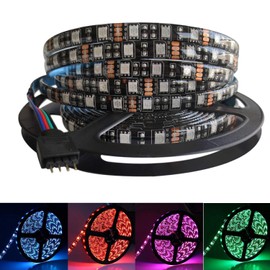 5M Black PCB 5050 RGB LED Strip Waterproof IP65 300 SMD Black PCB Board DC 12V Flexible Light