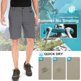 Toomett Men's Hiking Shorts Quick Dry UPF 50 Travel Golf Safari Running Lightweight Camping Work Cargo Shorts Zipper Pockets,6230,Grey,40
