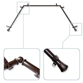 Rod Desyne AWI-Bay-07 13/16" Bay 20"-36", 38"-72"-Cocoa Single Curtain Rod Set, 78-144"