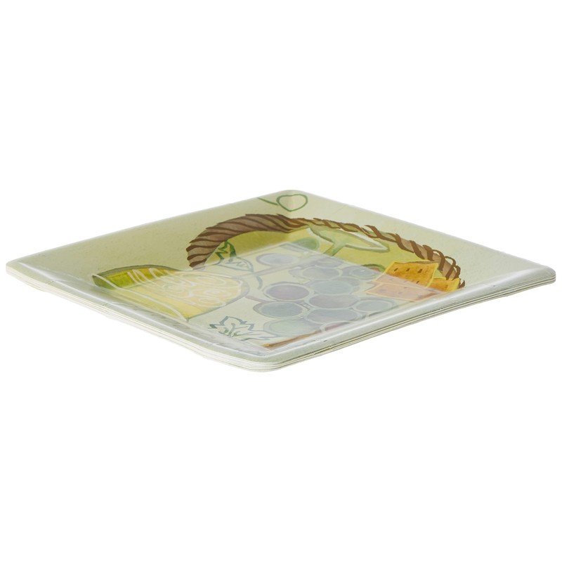 Boston International 8 Count Square Paper Dessert Plates, Napa White