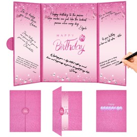 Crenics - Decoración de cumpleaños rosa fuerte para mujer, alternativa creativa para el registro de invitado de cumpleaños, libro de firma de feliz cumpleaños, 18 x 12 pulgadas, impresionante regalo