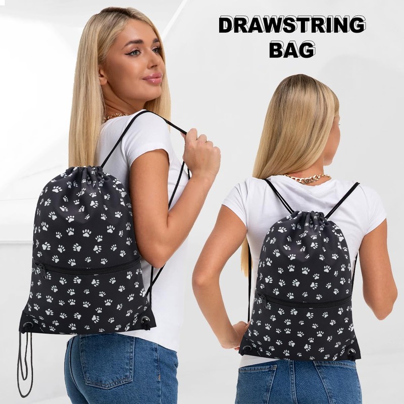 HOLYLUCK Drawstring Backpack Bag Sport Gym Sackpack, Black Background White