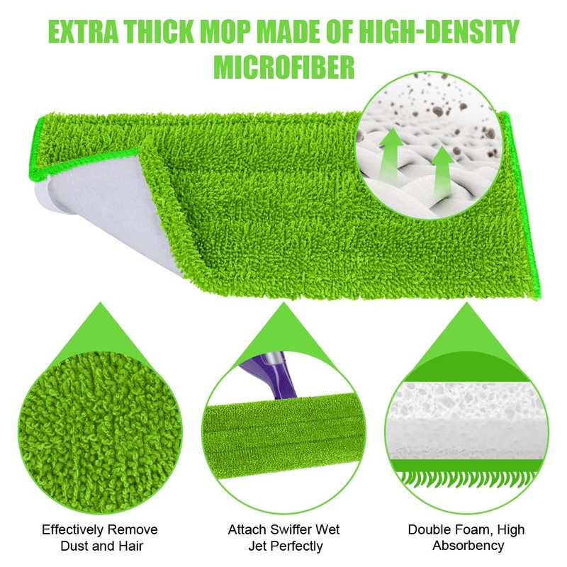 Vicloon Mop Pads for Flash Powermop, 6 PCS Microfiber Mop