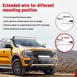Nilight LED Light Bar Wiring Harness 2 PCS 12 AWG Extension Kit 10 Feet for Off Road Work Lights Driving Fog Boat Lighting
