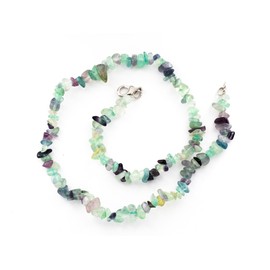 Taddart Minerals - Colourful sliver necklace made from natural gemstone fluorite with 45 cm length - handmade, Fluorite