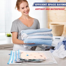 5 Pack Vacuum Storage Bags Vacuum Compression Zipper Storage Bags with Hand Pump Space Saving Bags for Closet Storage, 60 x 80 cm