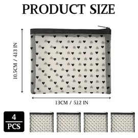 Pack of 4 Small Cosmetic Bags, Cosmetic Bags for Women, Small Mini Make Up Bag, Cord Makeup Bag, Portable Makeup Bag with Zip, White, White, simple | Kleine Mini Make Up Tasche Cord Schminktasche, Tragbare Makeup Bag mit Reißverschluss, Weiß (Weiß)