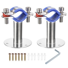 sourcing map Pack of 2 Stainless Steel Pipe Supports Wall Mounting Ceiling Mounting Pipe Bracket Adjustable Clamp Pipe Straps with Screws Suitable for Diameter 25-27 mm Piping
