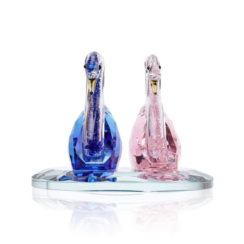 London Boutique Crystal Swan Wedding Pink Blue Figurine Ornaments for